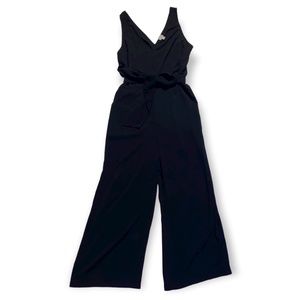 Black Jumpsuit with Tie Belt